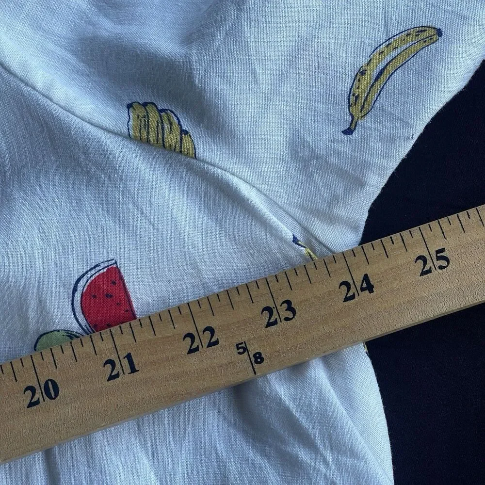 ModCloth Womens Linen Blouse Plus Size 2X Pack a Picnic Fruit Print Tie-Front - Picture 13 of 15